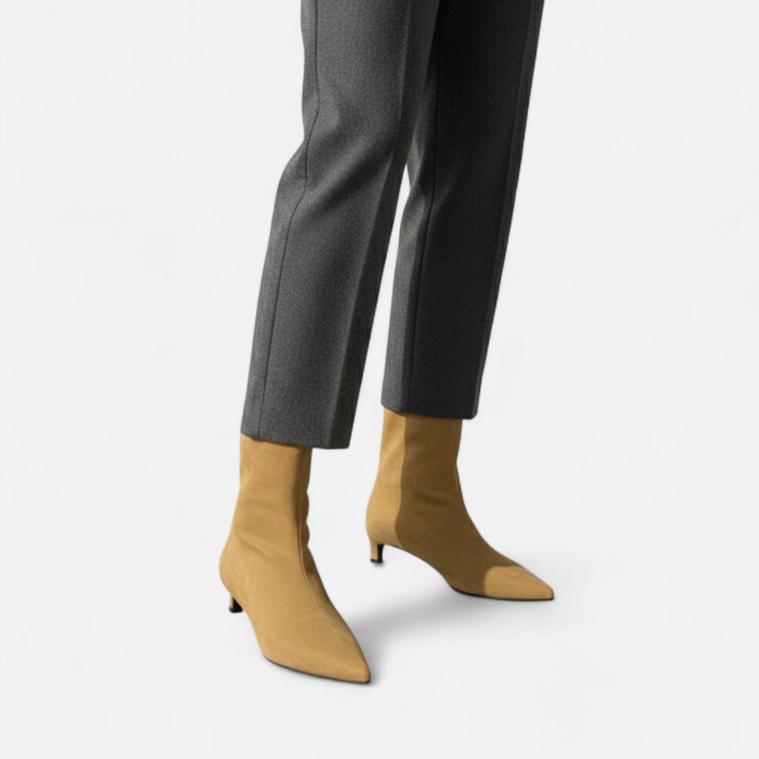 Women's Pointed Ankle Boots with Low Heel