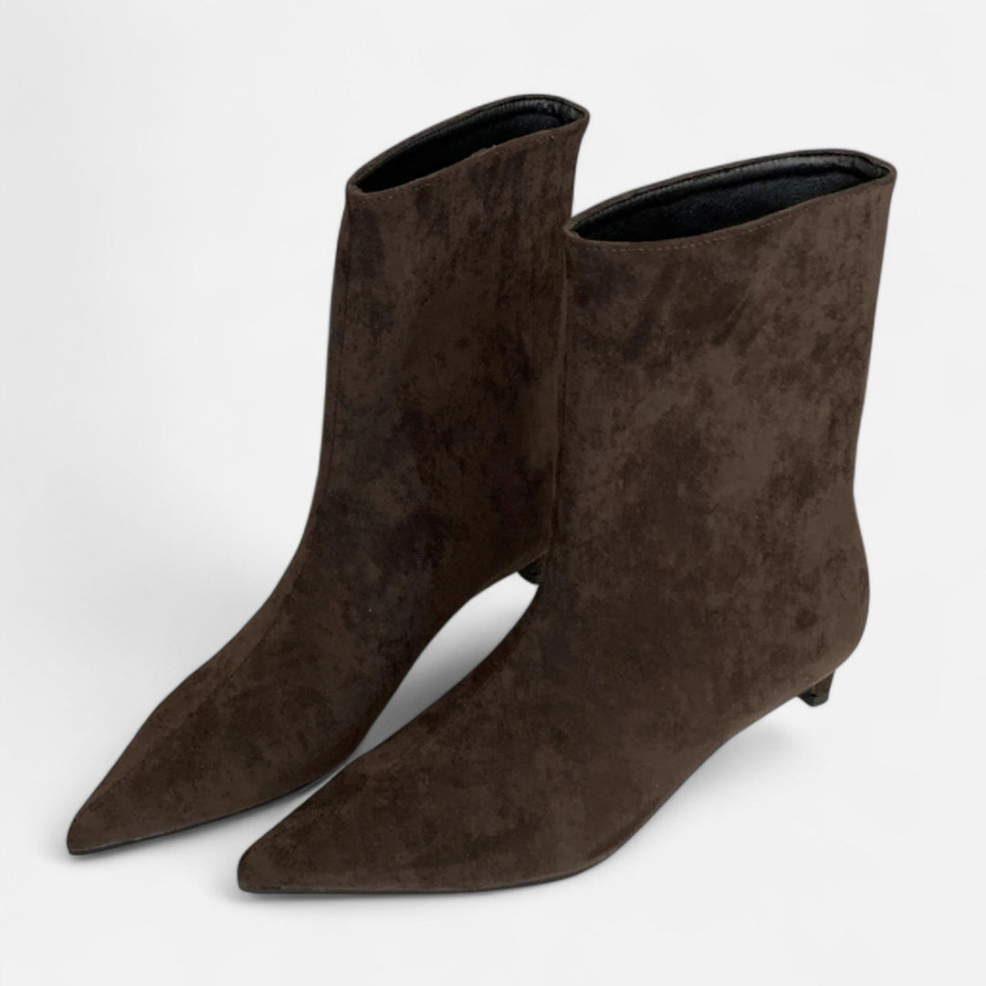 Women's Pointed Ankle Boots with Low Heel