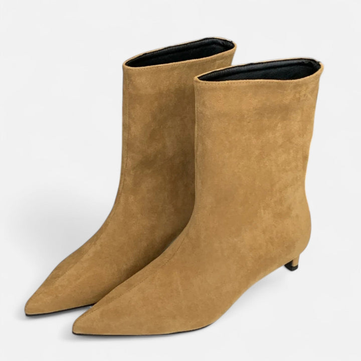 Women's Pointed Ankle Boots with Low Heel