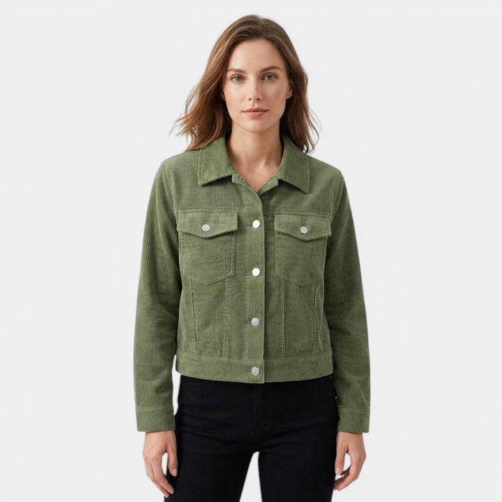 Women’s Button Front Jacket – Collared Pocket