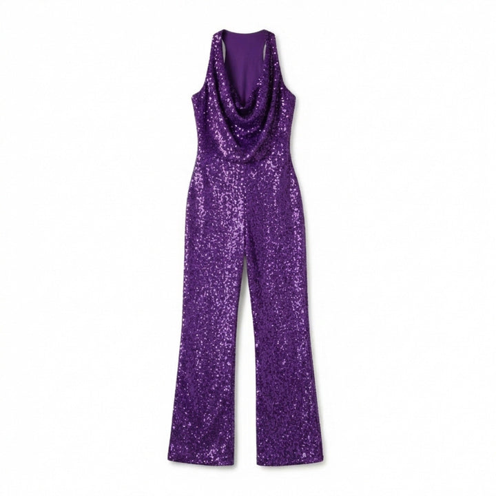Women’s Halter Neck Jumpsuit – Wide Leg Draped Front