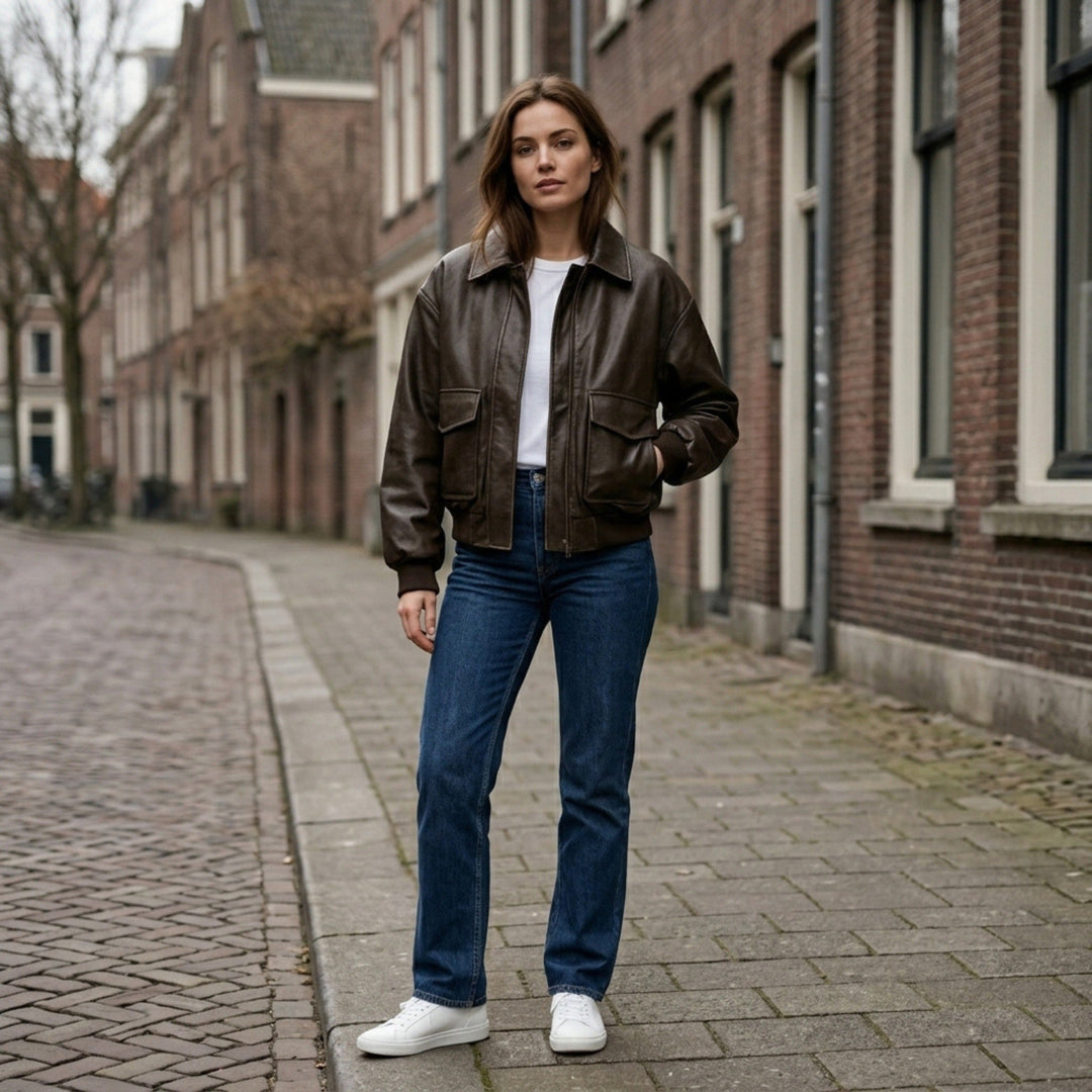 Women’s Oversized Zip-Up Jacket – Ribbed Hem Detail