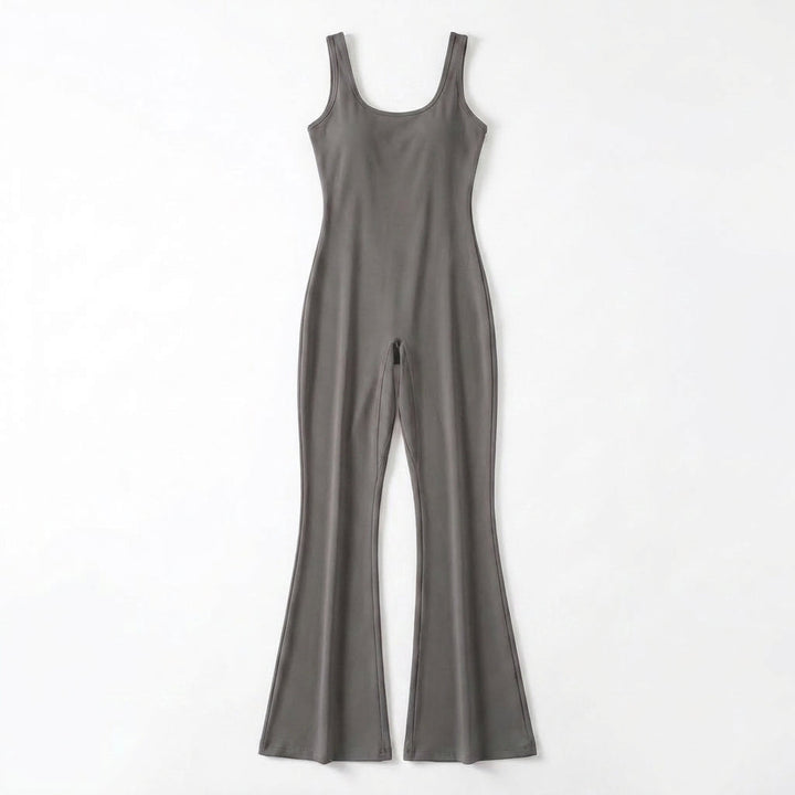Women’s Sleeveless Jumpsuit – Scoop Neck Flared Leg