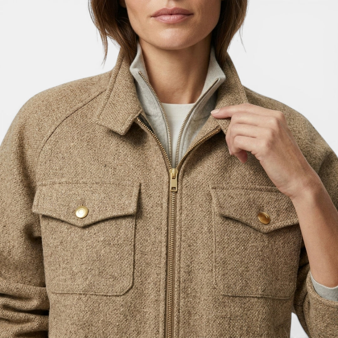 Women’s Stand Collar Jacket – Zip Front Short Jacket