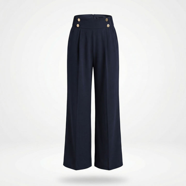 Women’s Straight-Leg Office Pants – Elegant Button Detail Style