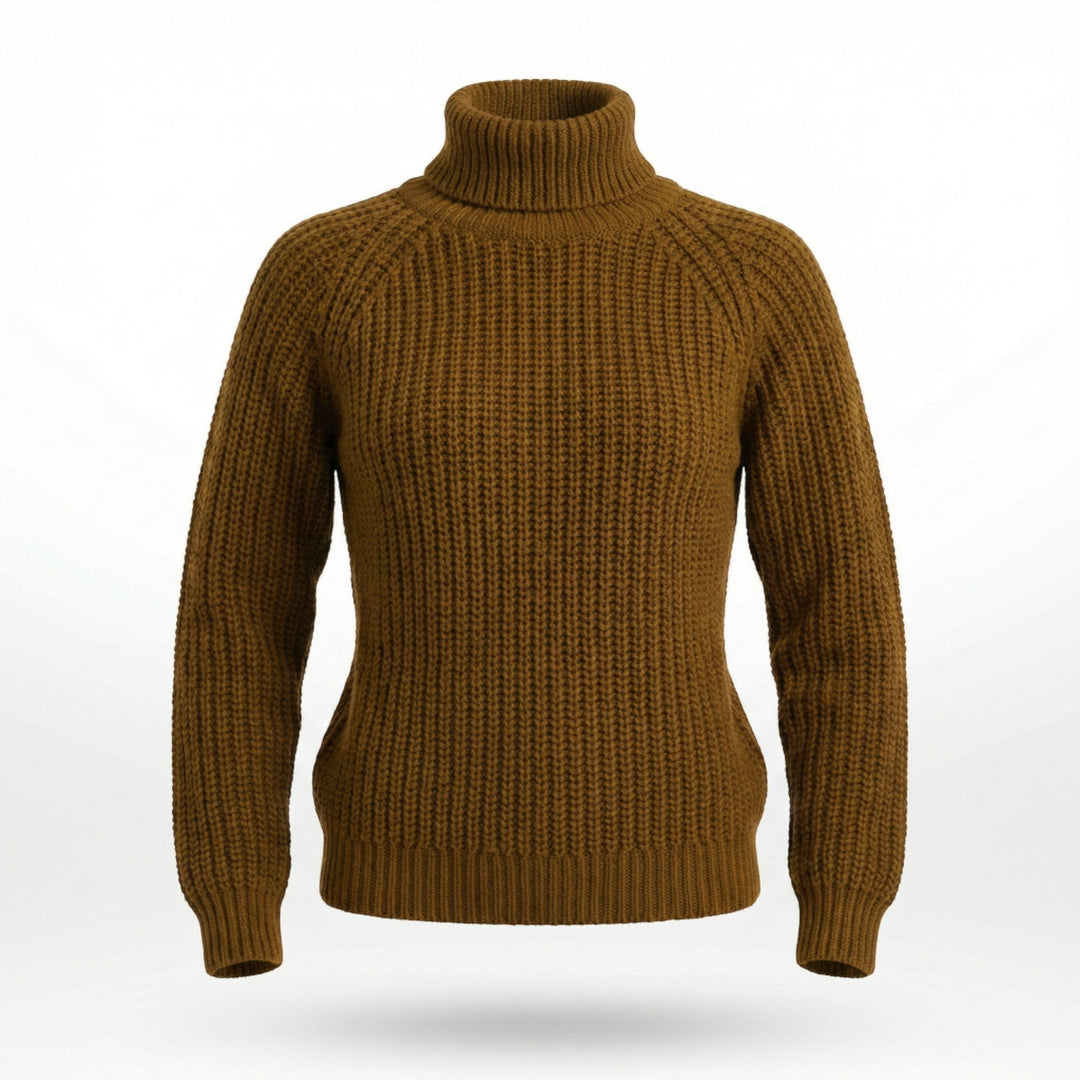 Women’s Turtleneck Casual Sweater – Relaxed Ribbed Knit
