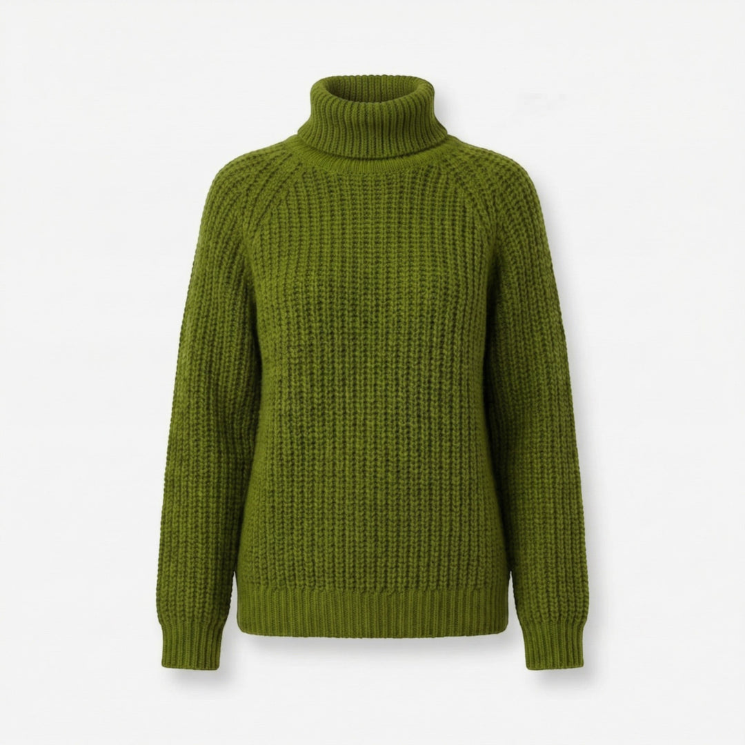 Women’s Turtleneck Casual Sweater – Relaxed Ribbed Knit