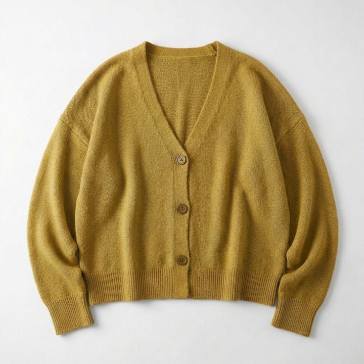 Women’s V Neck Button Cardigan – Long Sleeve Relaxed Fit