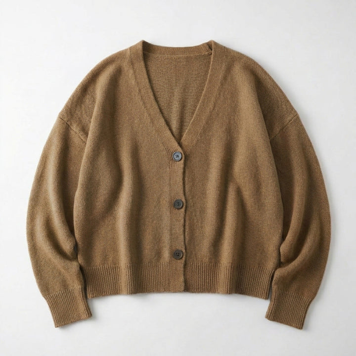 Women’s V Neck Button Cardigan – Long Sleeve Relaxed Fit