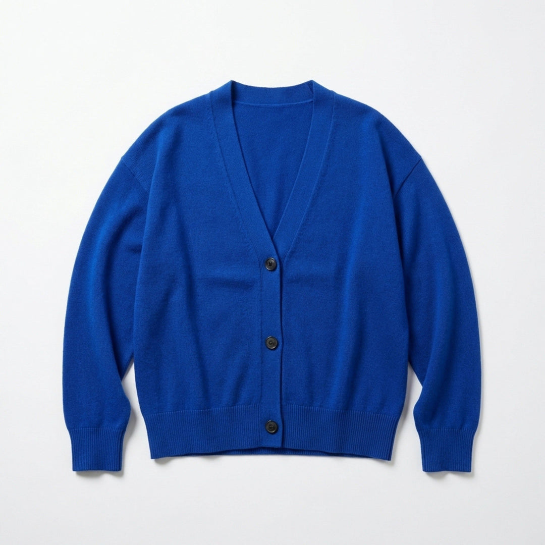 Women’s V Neck Button Cardigan – Long Sleeve Relaxed Fit