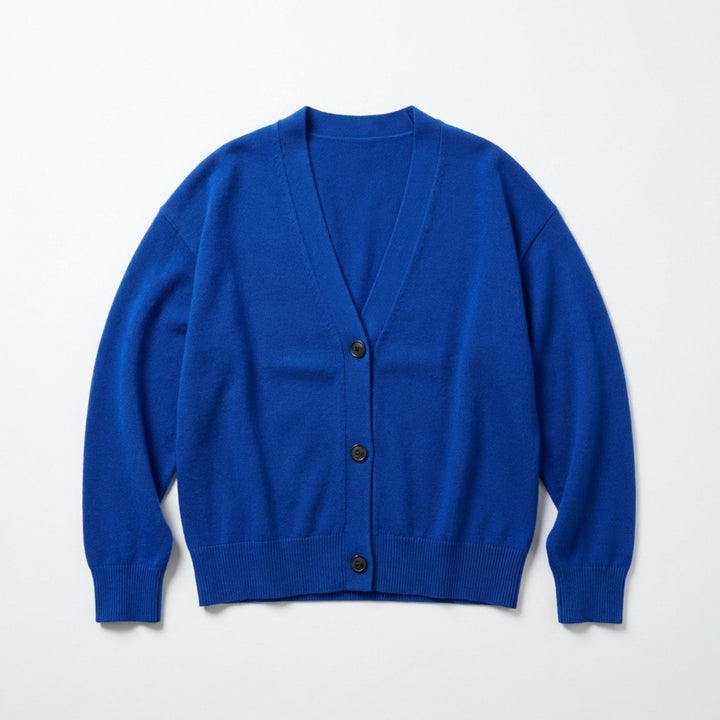 Women’s V Neck Button Cardigan – Long Sleeve Relaxed Fit