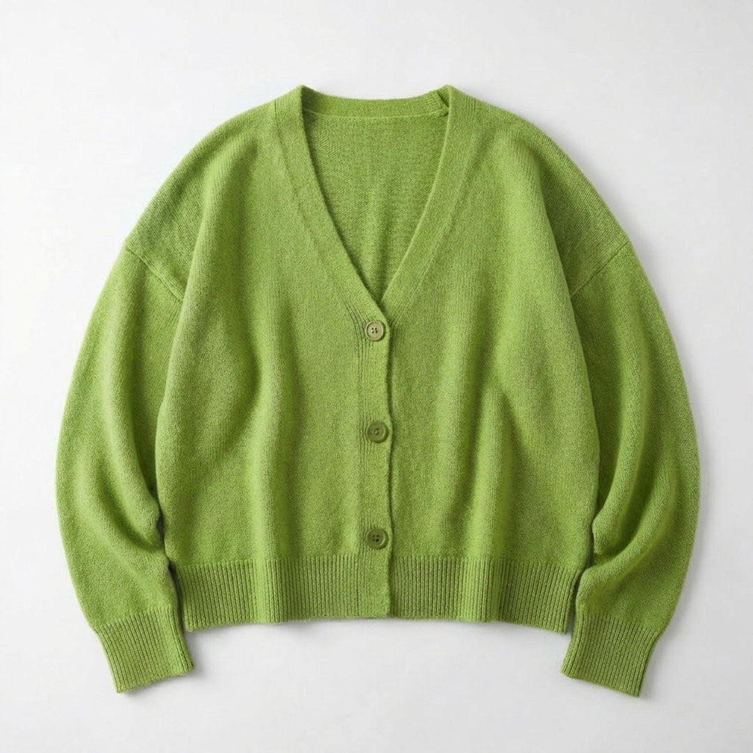 Women’s V Neck Button Cardigan – Long Sleeve Relaxed Fit