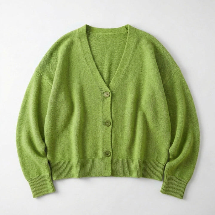 Women’s V Neck Button Cardigan – Long Sleeve Relaxed Fit