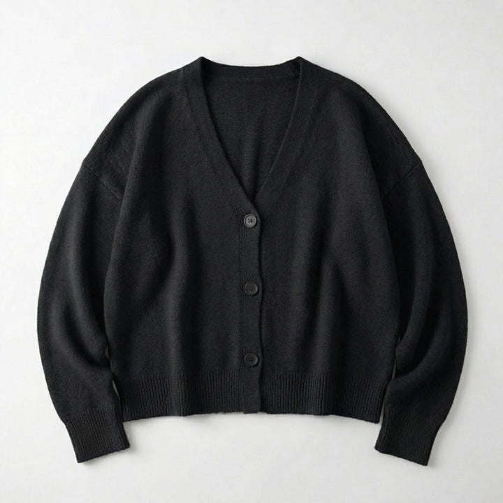Women’s V Neck Button Cardigan – Long Sleeve Relaxed Fit