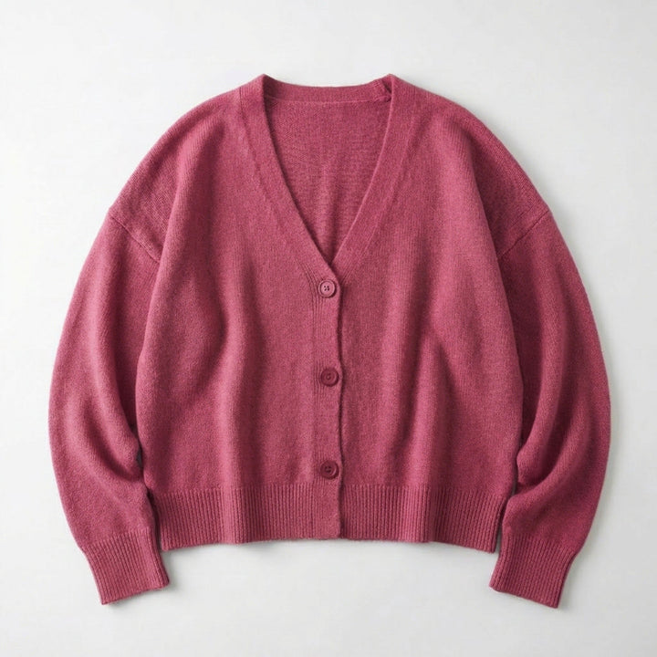 Women’s V Neck Button Cardigan – Long Sleeve Relaxed Fit