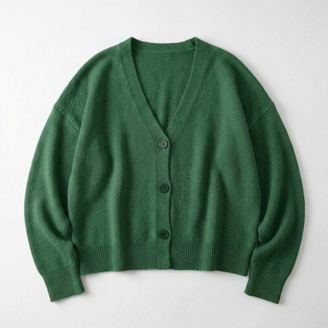 Women’s V Neck Button Cardigan – Long Sleeve Relaxed Fit