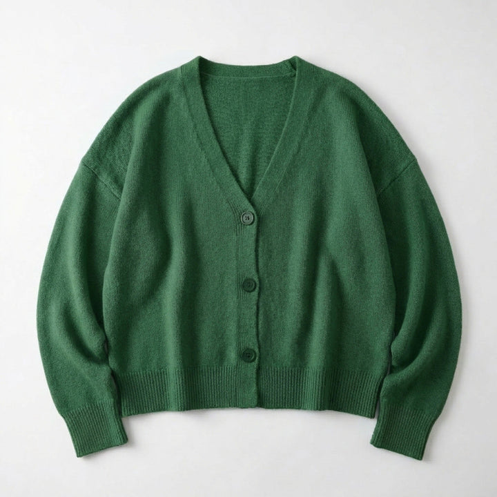 Women’s V Neck Button Cardigan – Long Sleeve Relaxed Fit