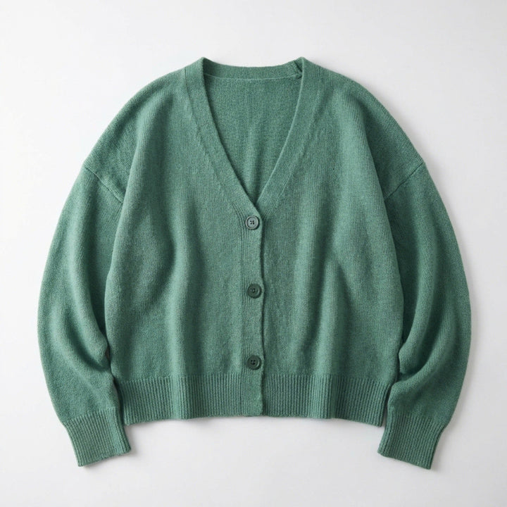 Women’s V Neck Button Cardigan – Long Sleeve Relaxed Fit